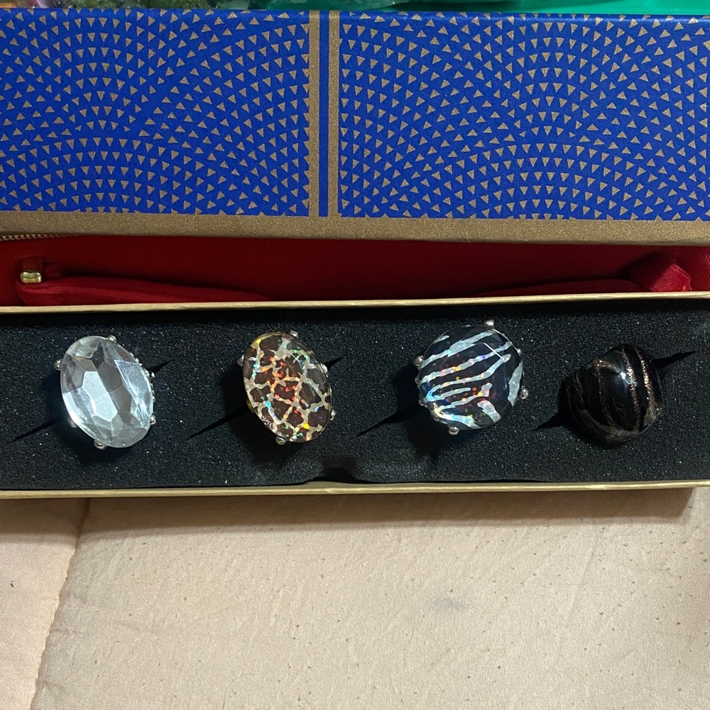 Elegant Assorted chunky bling cocktail rings with adjustable bands up to 12 size